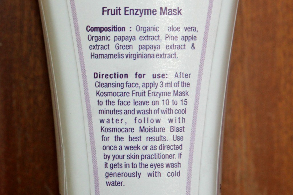Kosmocare Fruit Enzyme Face Mask Product Review