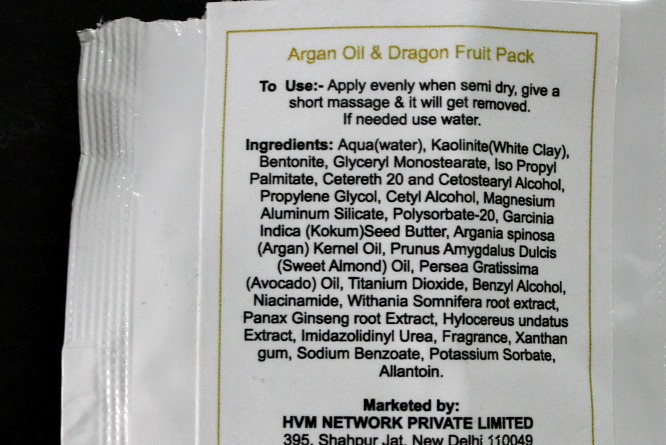 Inveda Argan Oil & Dragon Fruit Facial Kit product review, face pack, ingredients
