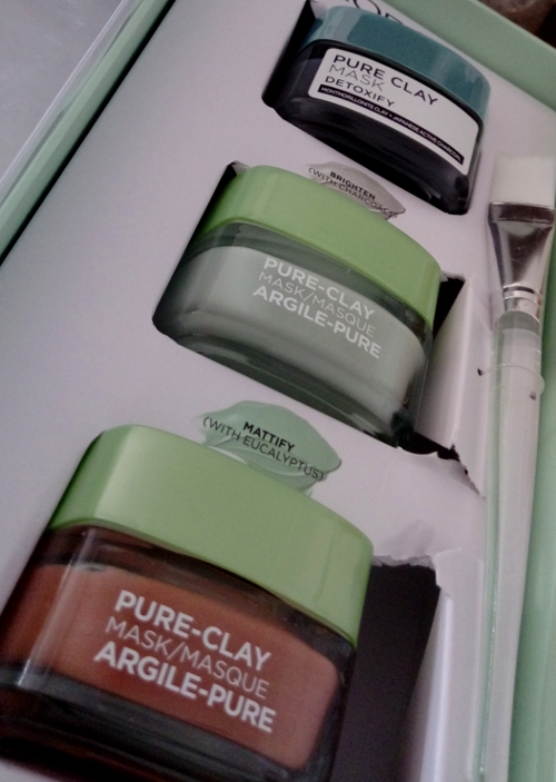 LÓreal Paris Pure Clay Masks Set, face masks, Detox and Brighten, Exfoliate and Refine, Purify and Mattify